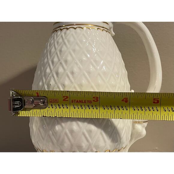 Vintage Ivory, Gold Trim, Porcelain Tall Creamer / Pitcher, Diamond Textured - Picture 9 of 13